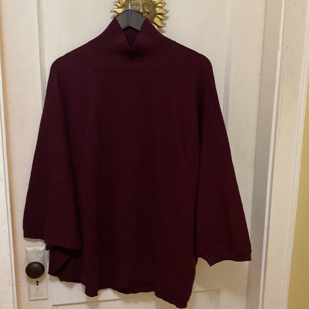 Burgandy sweater poncho Medium